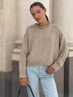 Pull à col rond et manches courtes pour femmes