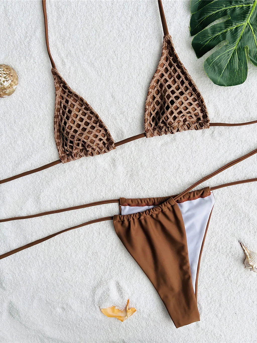Maillots de bain trois pièces en maille résille pour femmes
