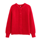 Cardigan à col rond et simple boutonnage pour femmes