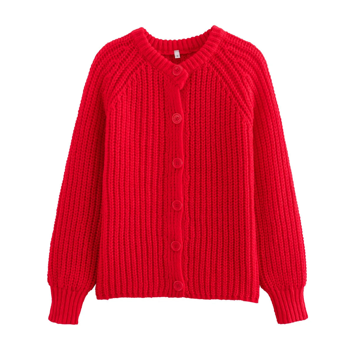 Cardigan à col rond et simple boutonnage pour femmes
