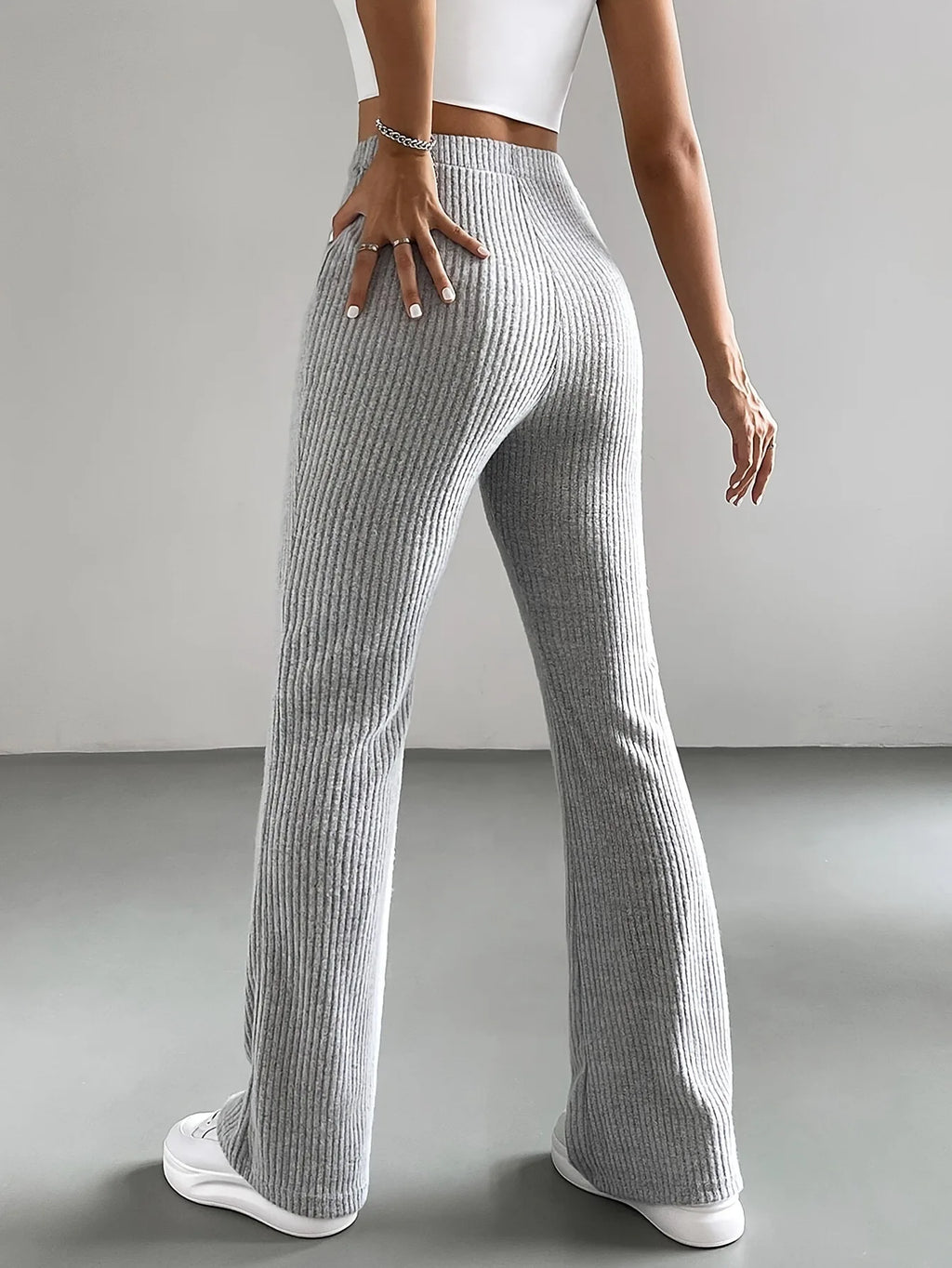 Pantalon évasé élégant et uni pour femmes