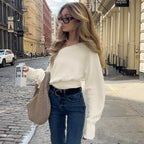Pull ample Slash cou à manches longues pour femmes