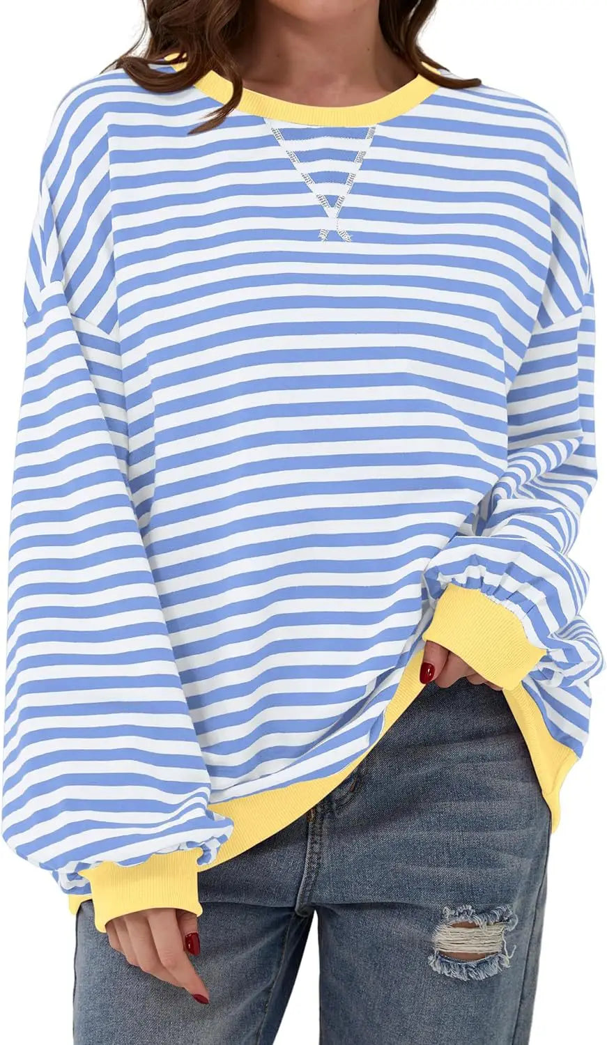 Sweat-shirt rayé surdimensionné pour femmes
