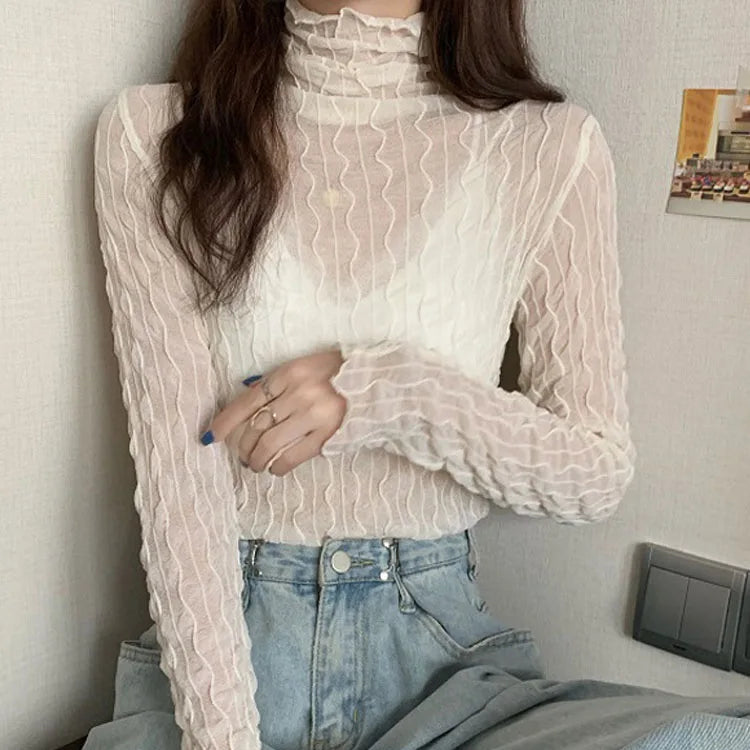 T-shirt en maille de dentelle pour femmes
