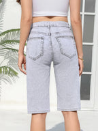 Shorts pantacourt taille haute en jean pour femmes