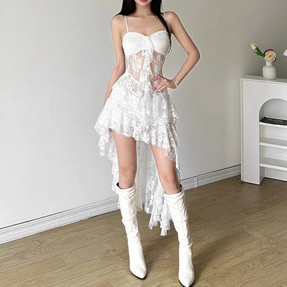 Robe Longue Asymétrique Femme – Dentelle