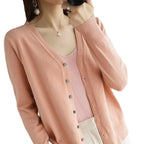 Cardigan tricoté à manches longues et col en v pour femmes