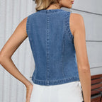 veste en jean sans manches  pour femmes