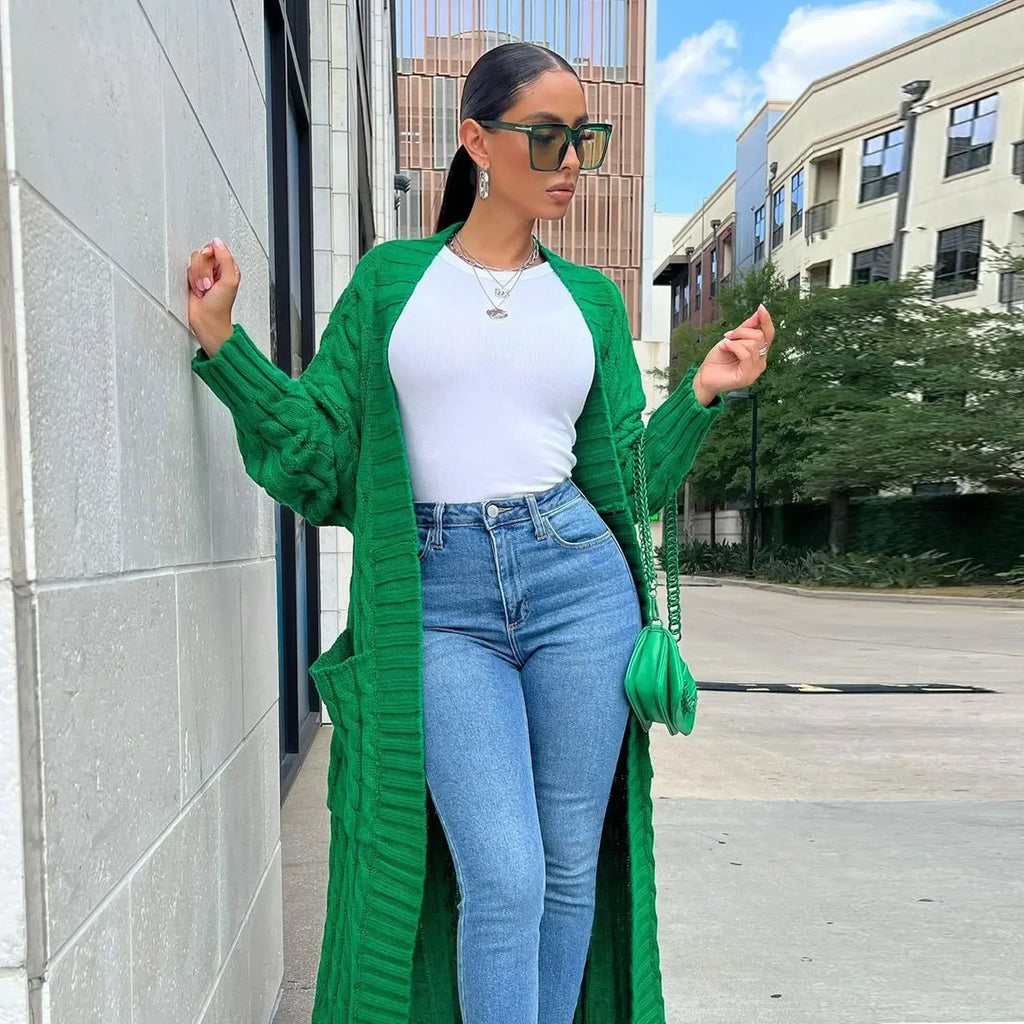 Cardigan long et torsadé pour femmes
