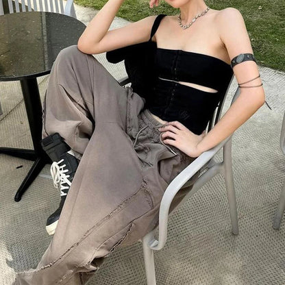 Haut Bustier Ajouré Femme – Coupe Courte et Dos Nu