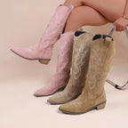 Bottes de Cowboy en cuir PU brodées pour femmes