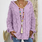 Pull torsadé tricoté de couleur pure pour femmes
