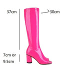 Bottes hautes en cuir verni à bout ouvert pour femmes