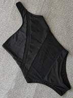 Maillot de bain une pièce en maille épissée pour femmes
