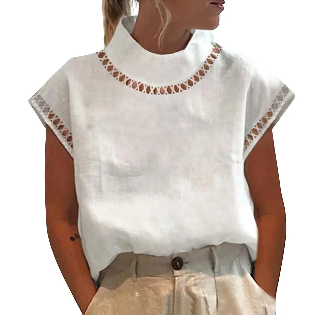 Chemise blanche légère en lin de coton pour femmes