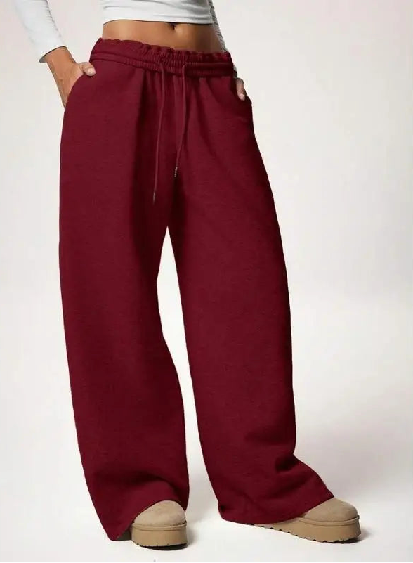 Pantalon large en molleton élastique avec doublure polaire pour femmes