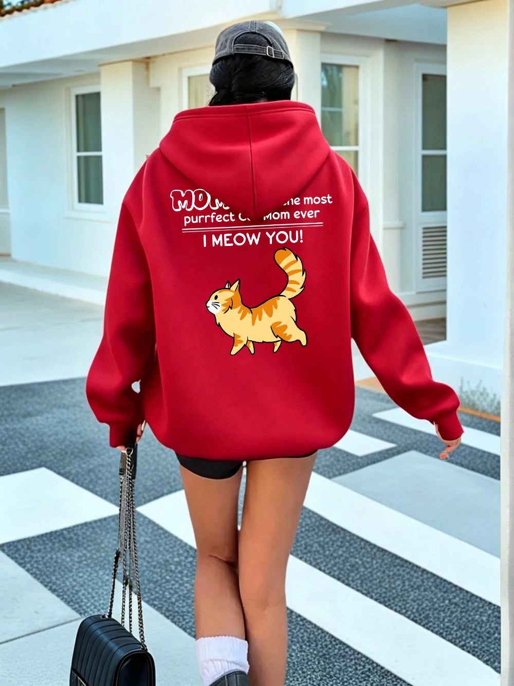 Sweat-shirts à capuche imprimés « Funny Cat Mom I Meow You » pour femmes