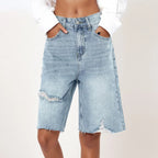 short en jean taille haute pour femmes