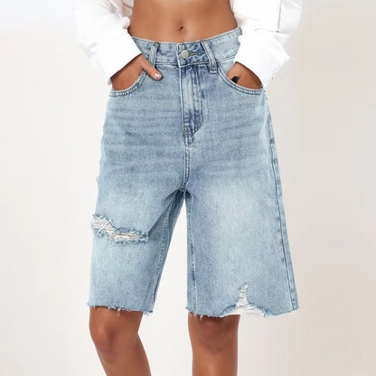 Short en Jean Taille Haute Femme – Style Urbain