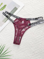 String en dentelle ajourée taille basse pour femmes