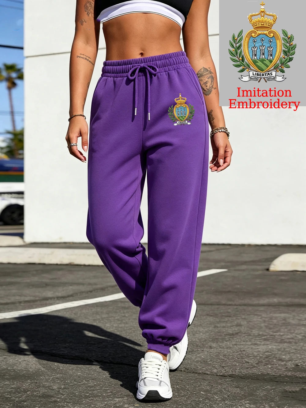 Pantalon de survêtement imprimé emblème de Saint-Marin pour femmes