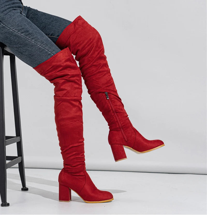 Bottes à glissière floquées pour femmes