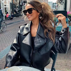 Veste en similicuir souple pour femmes