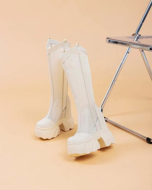 Bottes genou haute à plate-forme pour femmes