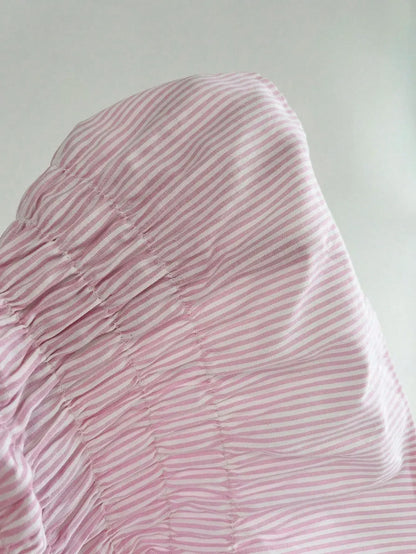 Chemisier Rayé Femme – Taille Froncée et Col Élégant