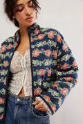 Veste en coton à imprimé floral vintage pour femmes