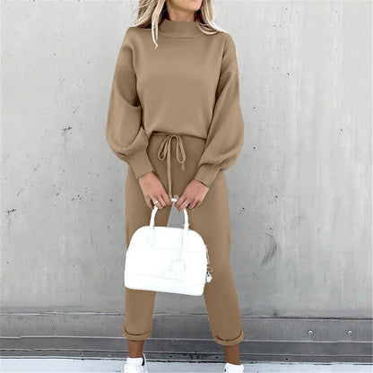 Ensemble 2 Pièces Femme – Haut Col Roulé et Pantalon