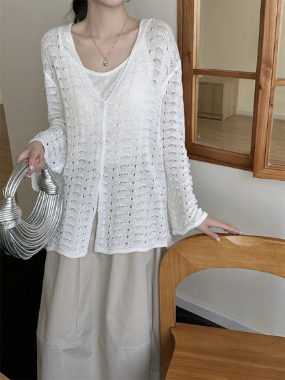 Cardigan Ajouré Femme – Crochet et Col V