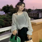 Pull en tricot ajouré simple pour femmes