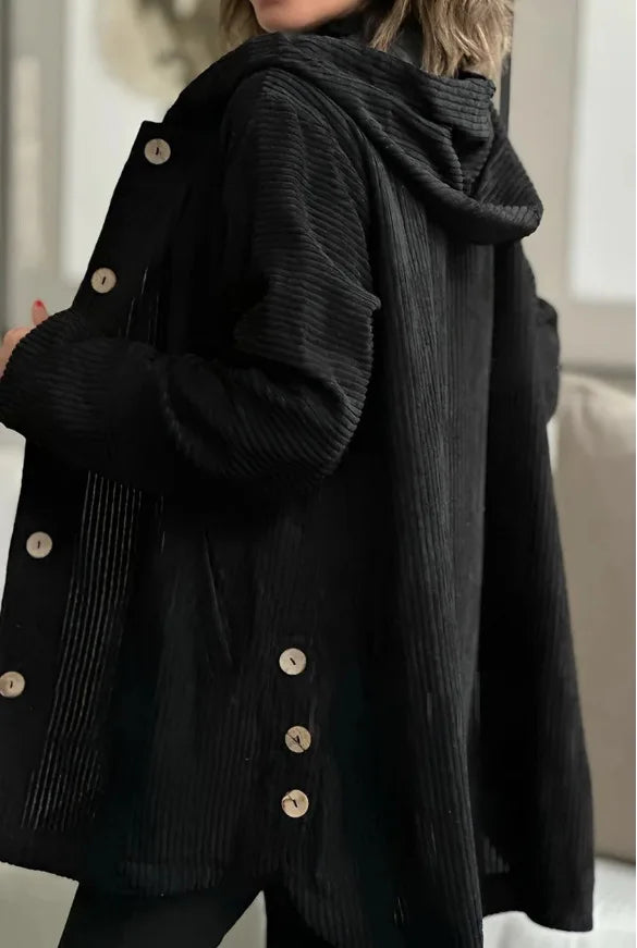 Veste décontractée à capuche en velours côtelé pour femmes