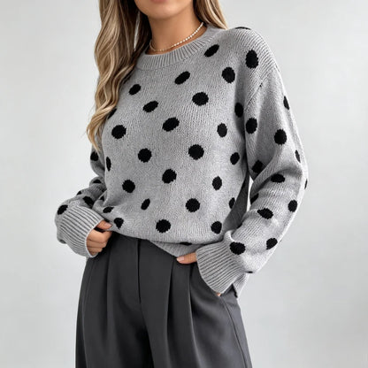 Pull à Pois Femme – Maille et Motifs Contrastés