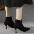 Bottines à talons hauts en velours noir pour femmes