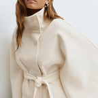 Manteau à col montant à lacets pour femmes