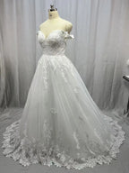 Robe de Mariée Personnalisée à Lacets dans le Dos, Grande Taille, Bouffante, Bling, Perlée, pour Patients