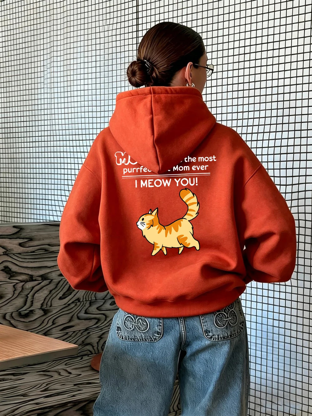 Sweat-shirts à capuche imprimés « Funny Cat Mom I Meow You » pour femmes