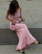 Robe longue sirène en maille pour femmes