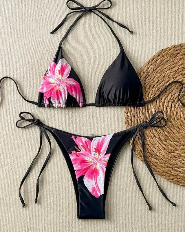 Maillot de bain deux pièces coupe croisée pour femmes