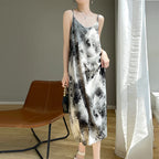 Robe à bretelles en satin à imprimé floral pour femmes