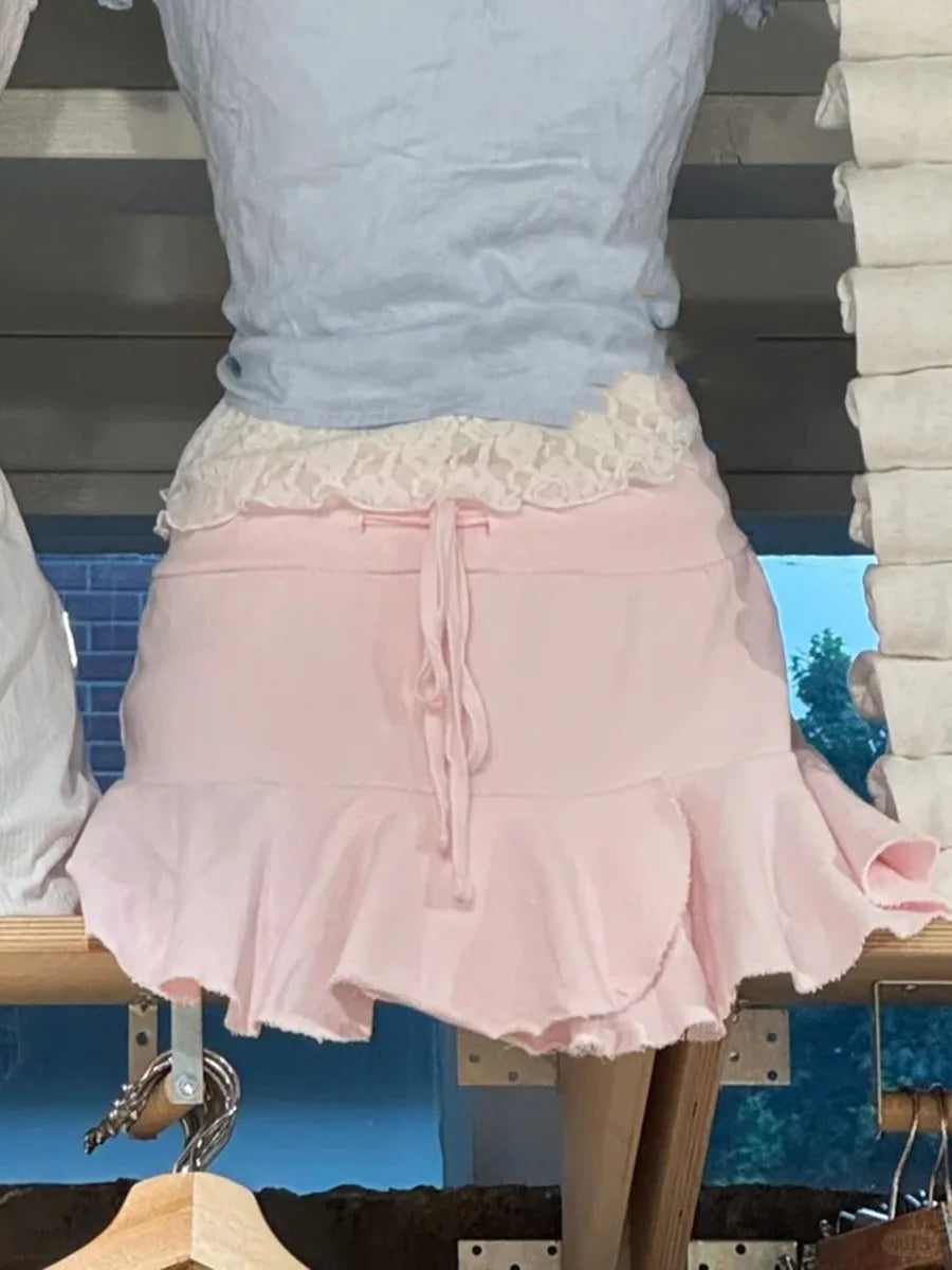 Jupe de Ballet rose à lacets pour femmes