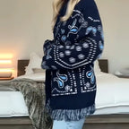 Cardigan tricoté à franges pour femmes