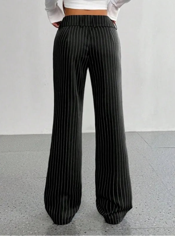 Pantalon Large Rayé Femme – Coupe Décontractée