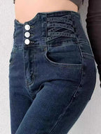 Jean crayon taille haute pour femmes