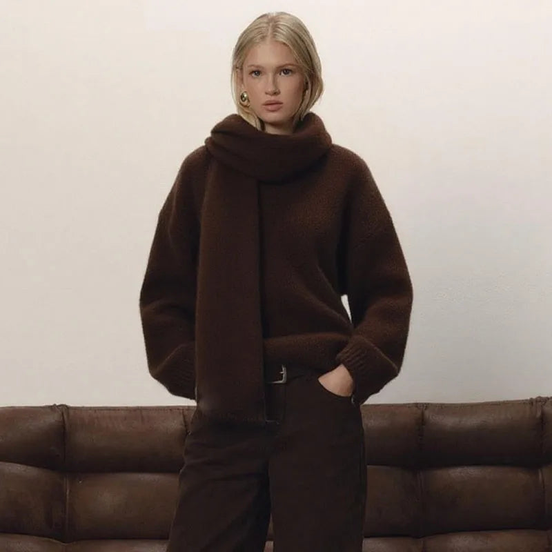 Pull tricoté à col en v pour femmes