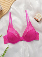 Soutien-gorge rouge rose à la mode avec anneau en acier pour femmes