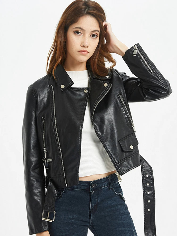 Veste en similicuir PU pour femmes
