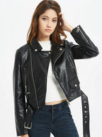 Veste en similicuir PU pour femmes